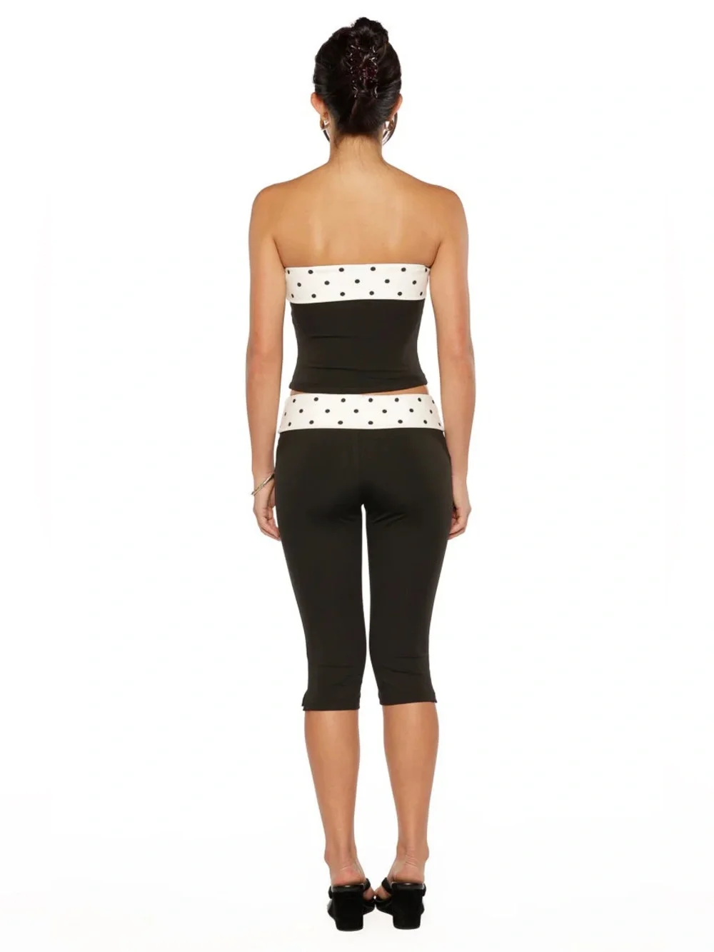 Beginning Boutique Reece Black Polka Dot Strapless Top